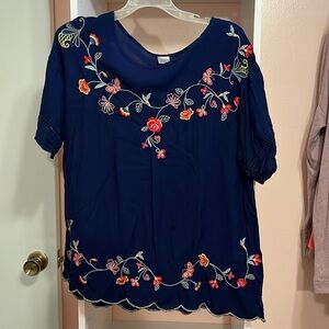 Time and Try size small (4-6) embroidered floral shirt